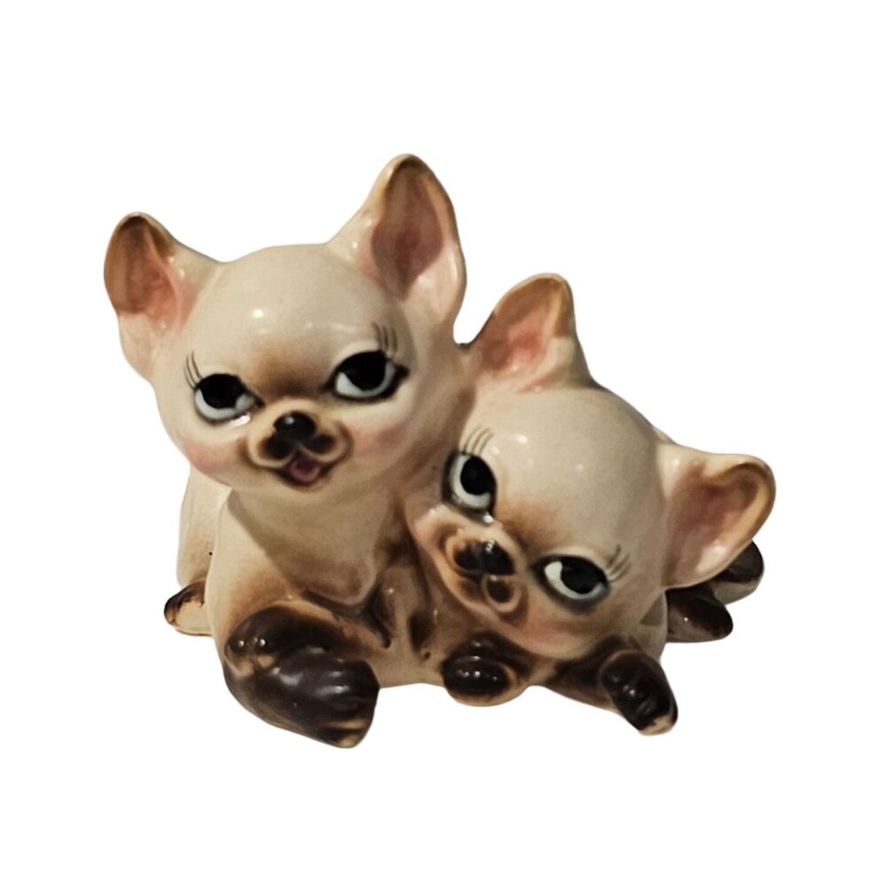 Vintage Josef Originals Siamese Kitten Cat Pair Figurine Double Trouble Kittens